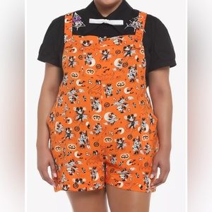DISNEY HALLOWEEN Mickey Minnie Candy Corn Orange Soft Shortalls 2X Hot Topic